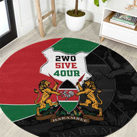 Kenya 254 Round Carpet Kenyan Flag Map Double Lion Shield - Wonder Print Shop