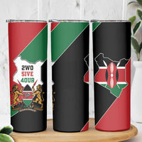 Kenya 254 Skinny Tumbler Kenyan Flag Map Double Lion Shield - Wonder Print Shop