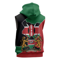 Kenya 254 Sleeveless Hoodie Kenyan Flag Map Double Lion Shield - Wonder Print Shop