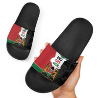Kenya 254 Slide Sandals Kenyan Flag Map Double Lion Shield - Wonder Print Shop