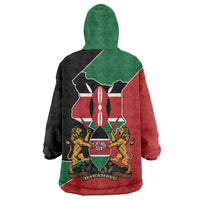Kenya 254 Wearable Blanket Hoodie Kenyan Flag Map Double Lion Shield - Wonder Print Shop