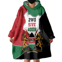 Kenya 254 Wearable Blanket Hoodie Kenyan Flag Map Double Lion Shield - Wonder Print Shop