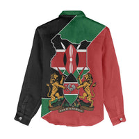 Kenya 254 Women Casual Shirt Kenyan Flag Map Double Lion Shield - Wonder Print Shop