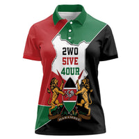 Kenya 254 Women Polo Shirt Kenyan Flag Map Double Lion Shield - Wonder Print Shop