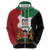 Kenya 254 Zip Hoodie Kenyan Flag Map Double Lion Shield - Wonder Print Shop