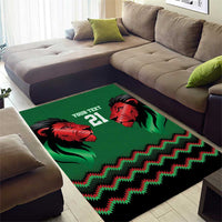 Kenya Cricket Custom Area Rug Green Lion Head with Kenyan Pattern - Wonder Print Shop