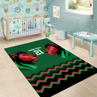 Kenya Cricket Custom Area Rug Green Lion Head with Kenyan Pattern - Wonder Print Shop