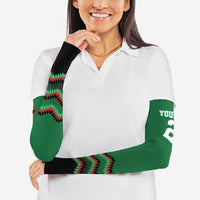 Kenya Cricket Custom Arm Sleeves Green Lion Head with Kenyan Pattern - Wonder Print Shop