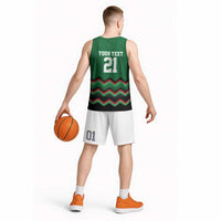 Kenya Cricket Custom Basketball Jersey Green Lion Head with Kenyan Pattern - Wonder Print Shop