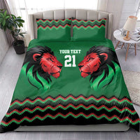 Kenya Cricket Custom Bedding Set Green Lion Head with Kenyan Pattern - Wonder Print Shop