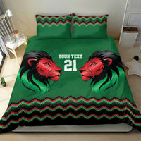 Kenya Cricket Custom Bedding Set Green Lion Head with Kenyan Pattern - Wonder Print Shop