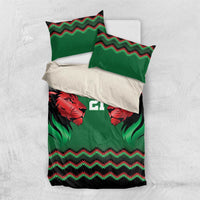 Kenya Cricket Custom Bedding Set Green Lion Head with Kenyan Pattern - Wonder Print Shop