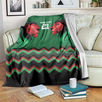 Kenya Cricket Custom Blanket Green Lion Head with Kenyan Pattern - Wonder Print Shop