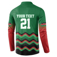 Kenya Cricket Custom Button Sweatshirt Green Lion Head with Kenyan Pattern - Wonder Print Shop
