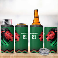 Kenya Cricket Custom 4 in 1 Can Cooler Tumbler Green Lion Head with Kenyan Pattern - Wonder Print Shop