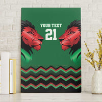 Kenya Cricket Custom Canvas Wall Art Green Lion Head with Kenyan Pattern - Wonder Print Shop