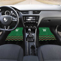 Kenya Cricket Custom Car Mats Green Lion Head with Kenyan Pattern - Wonder Print Shop