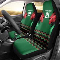 Kenya Cricket Custom Car Seat Cover Green Lion Head with Kenyan Pattern - Wonder Print Shop