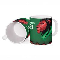 Kenya Cricket Custom Ceramic Mug Green Lion Head with Kenyan Pattern - Wonder Print Shop