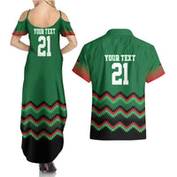 Kenya Cricket Custom Couples Matching Summer Maxi Dress and Hawaiian Shirt Green Lion Head with Kenyan Pattern - Wonder Print Shop