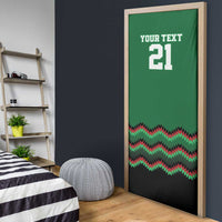 Kenya Cricket Custom Door Cover Green Lion Head with Kenyan Pattern - Wonder Print Shop