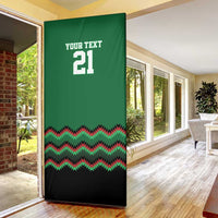 Kenya Cricket Custom Door Cover Green Lion Head with Kenyan Pattern - Wonder Print Shop
