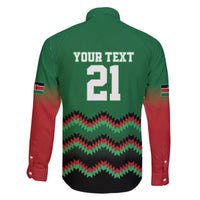 Kenya Cricket Custom Family Matching Off The Shoulder Long Sleeve Dress and Hawaiian Shirt Green Lion Head with Kenyan Pattern - Wonder Print Shop