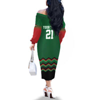 Kenya Cricket Custom Family Matching Off The Shoulder Long Sleeve Dress and Hawaiian Shirt Green Lion Head with Kenyan Pattern - Wonder Print Shop