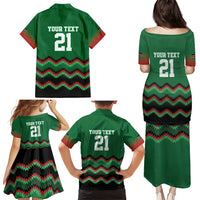 Kenya Cricket Custom Family Matching Puletasi and Hawaiian Shirt Green Lion Head with Kenyan Pattern - Wonder Print Shop
