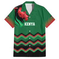 Kenya Cricket Custom Family Matching Short Sleeve Bodycon Dress and Hawaiian Shirt Green Lion Head with Kenyan Pattern - Wonder Print Shop