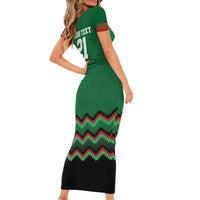 Kenya Cricket Custom Family Matching Short Sleeve Bodycon Dress and Hawaiian Shirt Green Lion Head with Kenyan Pattern - Wonder Print Shop