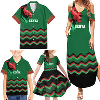 Kenya Cricket Custom Family Matching Summer Maxi Dress and Hawaiian Shirt Green Lion Head with Kenyan Pattern - Wonder Print Shop