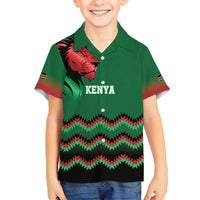 Kenya Cricket Custom Family Matching Summer Maxi Dress and Hawaiian Shirt Green Lion Head with Kenyan Pattern - Wonder Print Shop