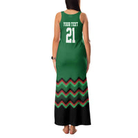 Kenya Cricket Custom Family Matching Tank Maxi Dress and Hawaiian Shirt Green Lion Head with Kenyan Pattern - Wonder Print Shop