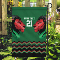 Kenya Cricket Custom Garden Flag Green Lion Head with Kenyan Pattern - Wonder Print Shop