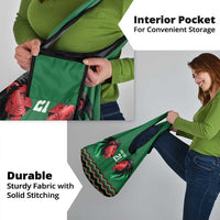 Kenya Cricket Custom Grocery Bag Green Lion Head with Kenyan Pattern - Wonder Print Shop