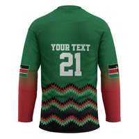 Kenya Cricket Custom Hockey Jersey Green Lion Head with Kenyan Pattern - Wonder Print Shop