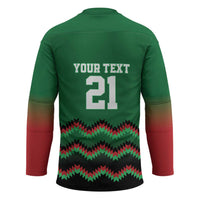 Kenya Cricket Custom Hockey Jersey Green Lion Head with Kenyan Pattern - Wonder Print Shop