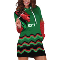 Kenya Cricket Custom Hoodie Dress Green Lion Head with Kenyan Pattern - Wonder Print Shop
