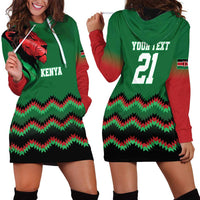 Kenya Cricket Custom Hoodie Dress Green Lion Head with Kenyan Pattern - Wonder Print Shop