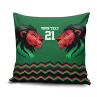 Kenya Cricket Custom Pillow Cover Green Lion Head with Kenyan Pattern - Wonder Print Shop