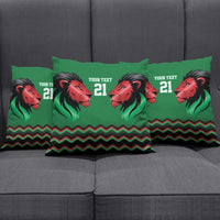 Kenya Cricket Custom Pillow Cover Green Lion Head with Kenyan Pattern - Wonder Print Shop