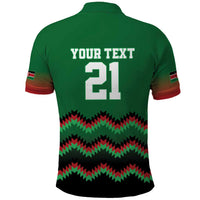 Kenya Cricket Custom Polo Shirt Green Lion Head with Kenyan Pattern - Wonder Print Shop