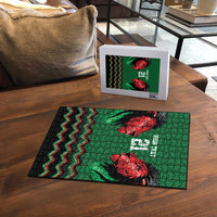 Kenya Cricket Custom Puzzle Green Lion Head with Kenyan Pattern - Wonder Print Shop