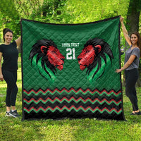 Kenya Cricket Custom Quilt Green Lion Head with Kenyan Pattern - Wonder Print Shop
