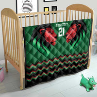 Kenya Cricket Custom Quilt Green Lion Head with Kenyan Pattern - Wonder Print Shop