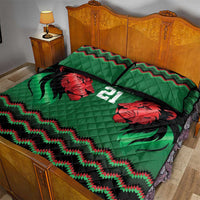 Kenya Cricket Custom Quilt Bed Set Green Lion Head with Kenyan Pattern - Wonder Print Shop