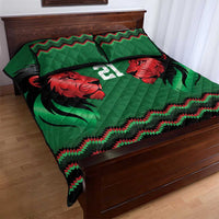 Kenya Cricket Custom Quilt Bed Set Green Lion Head with Kenyan Pattern - Wonder Print Shop