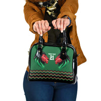 Kenya Cricket Custom Shoulder Handbag Green Lion Head with Kenyan Pattern - Wonder Print Shop