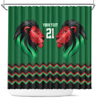 Kenya Cricket Custom Shower Curtain Green Lion Head with Kenyan Pattern - Wonder Print Shop